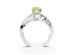 Fancy Yellow Cushion Cut Diamond Halo Ring in Silver with Marquise and Pavé Band in Prong Setting_15