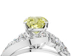 Fancy Yellow Cushion Cut Diamond Halo Ring in Silver with Marquise and Pavé Band in Prong Setting_16