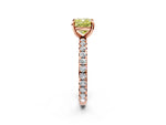 Fancy Yellow Cushion Cut Diamond Pavé Solitaire Ring in Rose gold with Round Pavé Band and Prong Setting_2