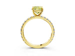 Fancy Yellow Cushion Cut Diamond Pavé Solitaire Ring in Yellow gold with Round Pavé Band and Prong Setting_3