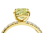 Fancy Yellow Cushion Cut Diamond Pavé Solitaire Ring in Yellow gold with Round Pavé Band and Prong Setting_4