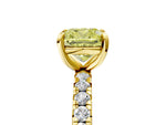 Fancy Yellow Cushion Cut Diamond Pavé Solitaire Ring in Yellow gold with Round Pavé Band and Prong Setting_5