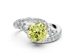 Fancy Yellow Cushion Cut Diamond Solitaire Ring in Silver with Pavé Twist Band and Prong Setting_6