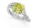 Fancy Yellow Cushion Cut Diamond Solitaire Ring in Silver with Pavé Twist Band and Prong Setting_7