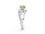 Fancy Yellow Cushion Cut Diamond Solitaire Ring in Silver with Pavé Twist Band and Prong Setting_8