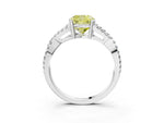 Fancy Yellow Cushion Cut Diamond Solitaire Ring in White gold with Interwoven Pavé Band and Prong Setting_3