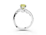 Fancy Yellow Cushion Cut Diamond Solitaire Ring in White gold with Pavé Twist Band and Prong Setting_3