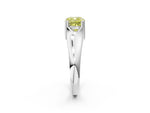 Fancy Yellow Cushion Cut Diamond Solitaire Ring in White gold with Smooth Wide Band and Prong Setting_2
