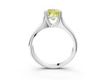 Fancy Yellow Cushion Cut Diamond Solitaire Ring in White gold with Smooth Wide Band and Prong Setting_3