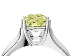 Fancy Yellow Cushion Cut Diamond Solitaire Ring in White gold with Smooth Wide Band and Prong Setting_4