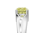Fancy Yellow Cushion Cut Diamond Solitaire Ring in White gold with Smooth Wide Band and Prong Setting_5