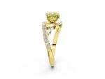 Fancy Yellow Cushion Cut Diamond Solitaire Ring in Yellow gold with Pavé Twist Band and Prong Setting_2