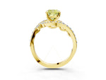 Fancy Yellow Cushion Cut Diamond Solitaire Ring in Yellow gold with Pavé Twist Band and Prong Setting_3