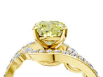 Fancy Yellow Cushion Cut Diamond Solitaire Ring in Yellow gold with Pavé Twist Band and Prong Setting_4