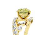 Fancy Yellow Cushion Cut Diamond Solitaire Ring in Yellow gold with Pavé Twist Band and Prong Setting_5