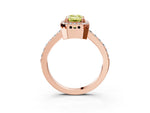 Fancy Yellow Emerald Cut Diamond Halo Engagement Ring in Rose gold with Milgrain Detail and Pavé Band_3