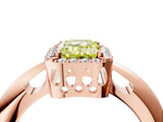 Fancy Yellow Emerald Cut Diamond Halo Engagement Ring in Rose gold with Plain Split Shank and Prong Setting_4