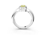 Fancy Yellow Emerald Cut Diamond Halo Engagement Ring in Silver with Plain Split Shank and Prong Setting_15