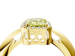 Fancy Yellow Emerald Cut Diamond Halo Engagement Ring in Yellow gold with Plain Split Shank and Prong Setting_4