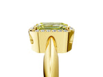 Fancy Yellow Emerald Cut Diamond Halo Engagement Ring in Yellow gold with Plain Split Shank and Prong Setting_5