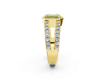 Fancy Yellow Emerald Cut Diamond Halo Ring in Yellow gold with Split Shank Band and Prong Setting_2