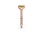 Fancy Yellow Emerald Cut Diamond Pavé Solitaire Ring in Rose gold with Round Pavé Band and Prong Setting_2
