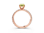 Fancy Yellow Emerald Cut Diamond Pavé Solitaire Ring in Rose gold with Round Pavé Band and Prong Setting_3