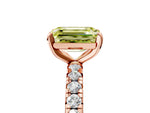 Fancy Yellow Emerald Cut Diamond Pavé Solitaire Ring in Rose gold with Round Pavé Band and Prong Setting_5