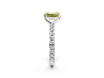 Fancy Yellow Emerald Cut Diamond Pavé Solitaire Ring in Silver with Round Pavé Band and Prong Setting_2