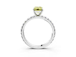 Fancy Yellow Emerald Cut Diamond Pavé Solitaire Ring in Silver with Round Pavé Band and Prong Setting_3