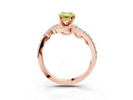 Fancy Yellow Emerald Cut Diamond Solitaire Ring in Rose gold with Pavé Twist Band and Prong Setting_3