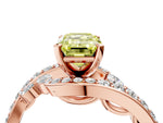 Fancy Yellow Emerald Cut Diamond Solitaire Ring in Rose gold with Pavé Twist Band and Prong Setting_4