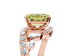 Fancy Yellow Emerald Cut Diamond Solitaire Ring in Rose gold with Pavé Twist Band and Prong Setting_5