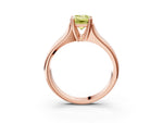 Fancy Yellow Emerald Cut Diamond Solitaire Ring in Rose gold with Smooth Wide Band and Prong Setting_3