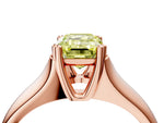 Fancy Yellow Emerald Cut Diamond Solitaire Ring in Rose gold with Smooth Wide Band and Prong Setting_4