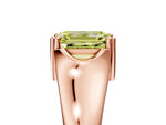 Fancy Yellow Emerald Cut Diamond Solitaire Ring in Rose gold with Smooth Wide Band and Prong Setting_5