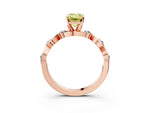 Fancy Yellow Emerald Cut Diamond Solitaire Ring in Rose gold with Twisted Ribbon Band and Round Accents_3