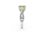Fancy Yellow Emerald Cut Diamond Solitaire Ring in Silver with Interwoven Pavé Band and Prong Setting_8