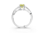 Fancy Yellow Emerald Cut Diamond Solitaire Ring in Silver with Interwoven Pavé Band and Prong Setting_9