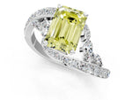 Fancy Yellow Emerald Cut Diamond Solitaire Ring in Silver with Pavé Twist Band and Prong Setting_7