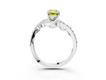 Fancy Yellow Emerald Cut Diamond Solitaire Ring in Silver with Pavé Twist Band and Prong Setting_9