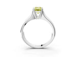 Fancy Yellow Emerald Cut Diamond Solitaire Ring in Silver with Smooth Wide Band and Prong Setting_15