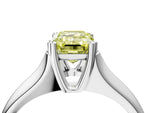 Fancy Yellow Emerald Cut Diamond Solitaire Ring in Silver with Smooth Wide Band and Prong Setting_16