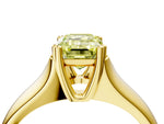 Fancy Yellow Emerald Cut Diamond Solitaire Ring in Yellow gold with Smooth Wide Band and Prong Setting_4