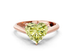 Fancy Yellow Heart Cut Diamond Cathedral Solitaire Engagement Ring in Rose gold with Prong Setting