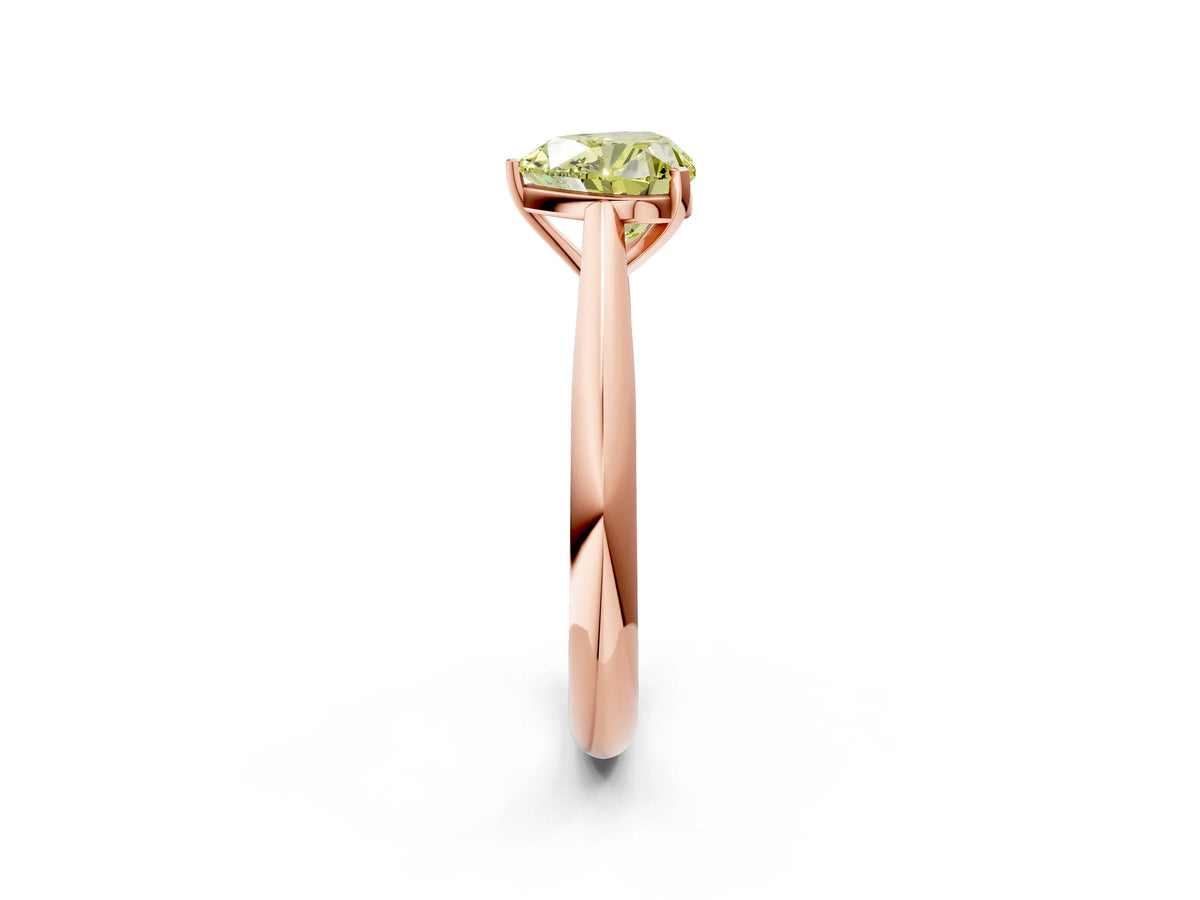 Fancy Yellow Heart Cut Diamond Cathedral Solitaire Engagement Ring in Rose gold with Prong Setting_2