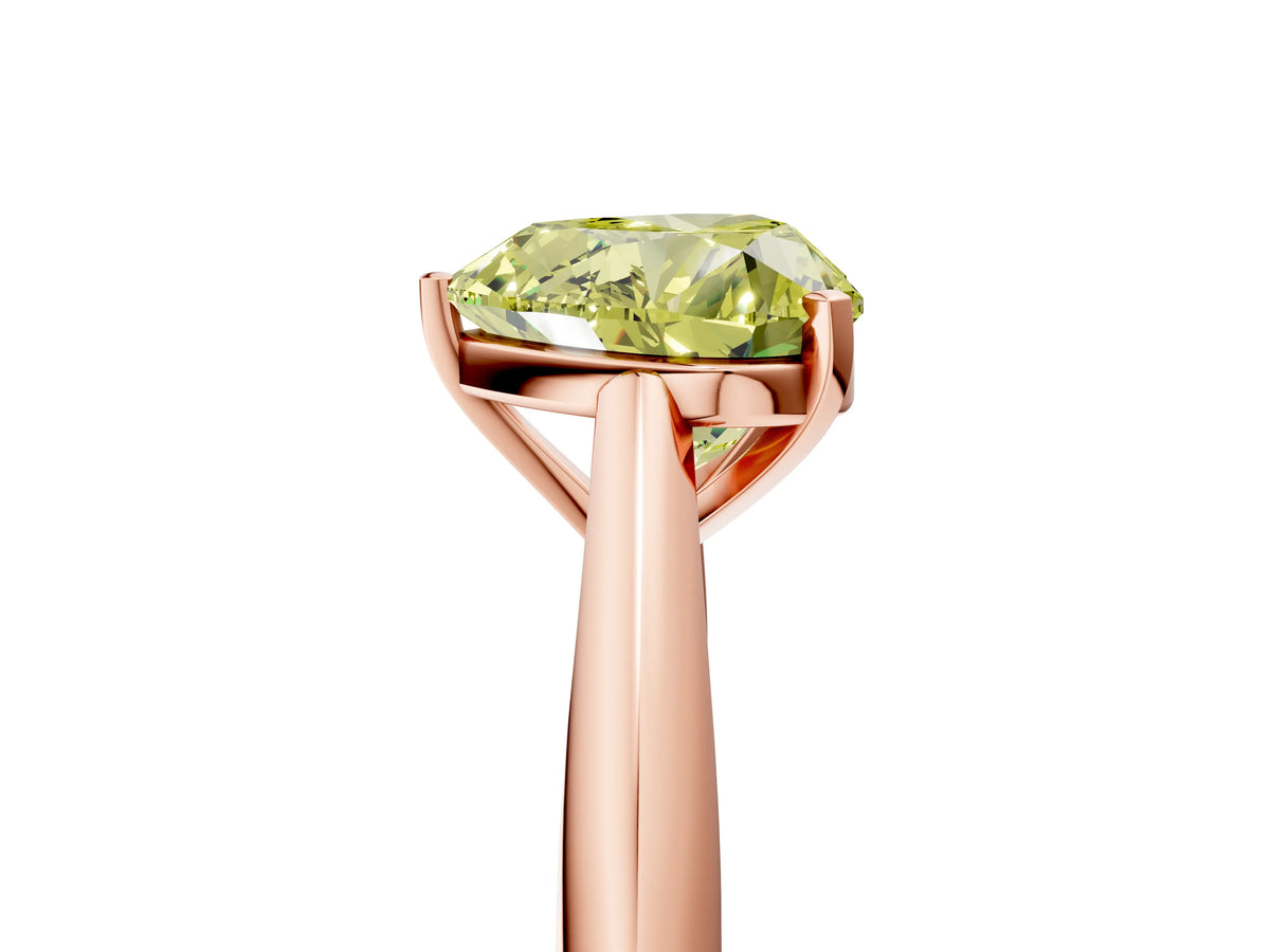 Fancy Yellow Heart Cut Diamond Cathedral Solitaire Engagement Ring in Rose gold with Prong Setting_5