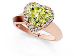 Fancy Yellow Heart Cut Diamond Halo Ring in Rose gold with Cathedral Band and Prong Setting_1