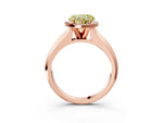 Fancy Yellow Heart Cut Diamond Halo Ring in Rose gold with Cathedral Band and Prong Setting_3