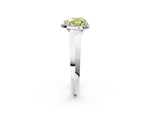 Fancy Yellow Heart Cut Diamond Halo Ring in Silver with Cathedral Band and Prong Setting_14
